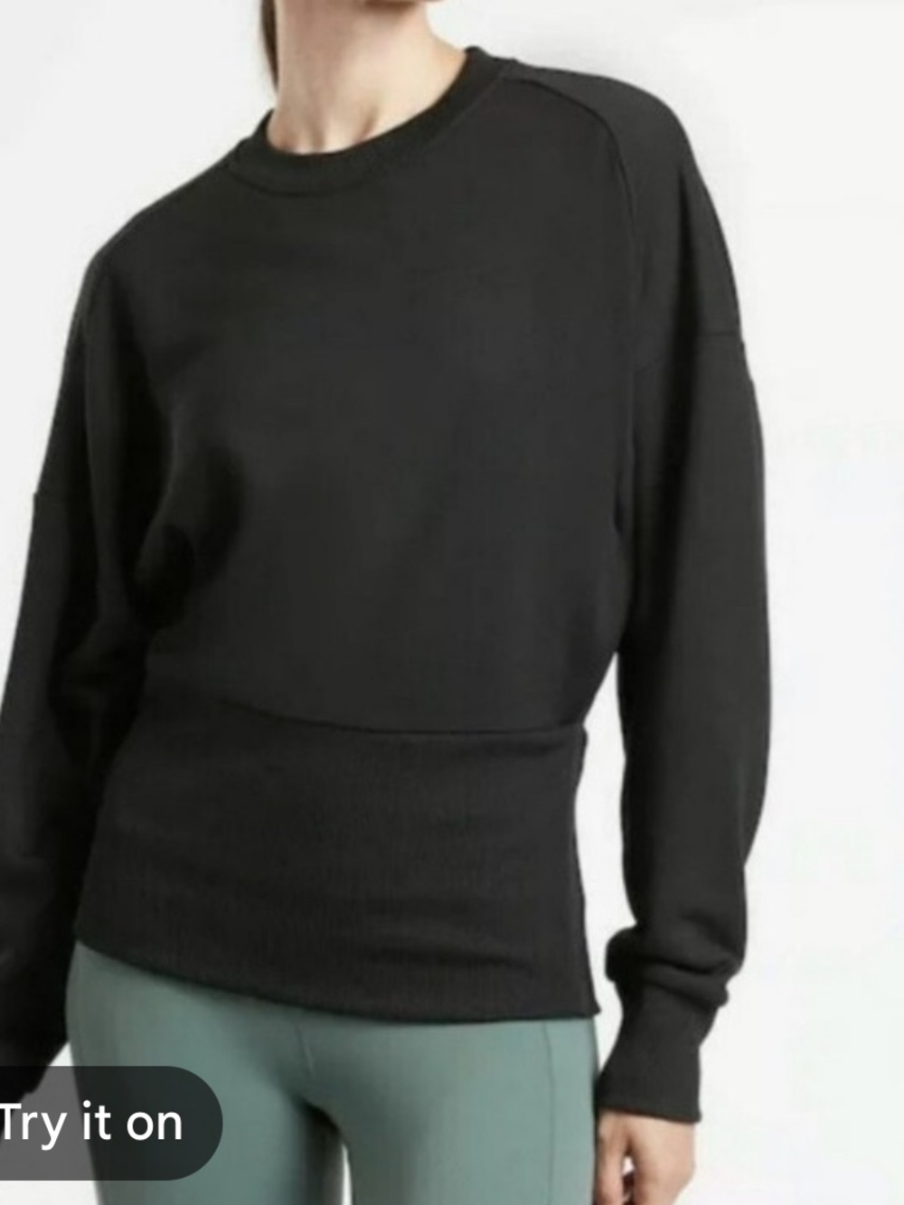 Athleta Potrero Black Ribbed-Hem Sweatshirt XS